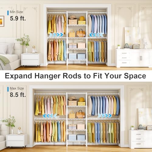 ulif m2 wall mounted closet system, white clothes, close-up detail