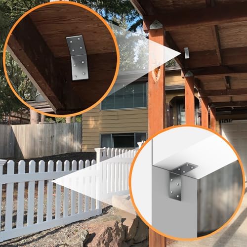 yuleimy l brackets for wood, 3x3 inch galvanized shown in use