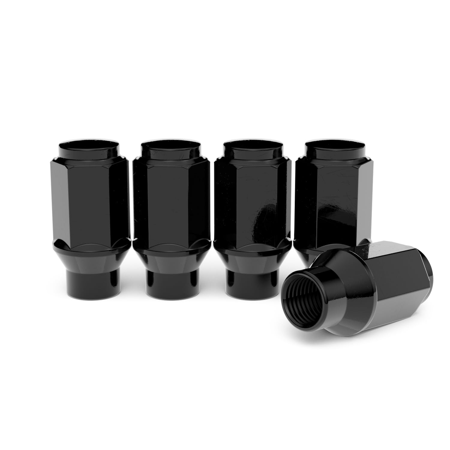 20pcs Black Bulge Lug Nuts - 1/2x20 Threads - 1.75 inch Length - ET Style (Extended Threads) - Cone Conical Taper Seat Shank - Closed End - Compatible with 5Lug Vehicles Wheels