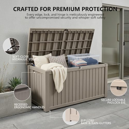 outdoor storage box,200 gallon waterproof deck box [upgraded, close-up detail
