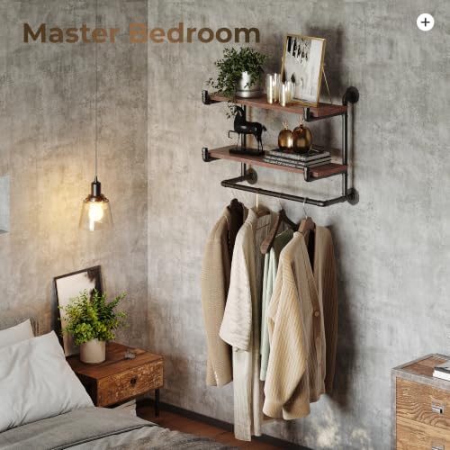 30in industrial pipe clothing rack, 2-tier wall mounted, package contents