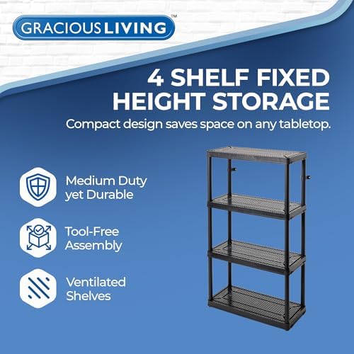 gracious living 4 shelf fixed height ventilated medium, close-up detail
