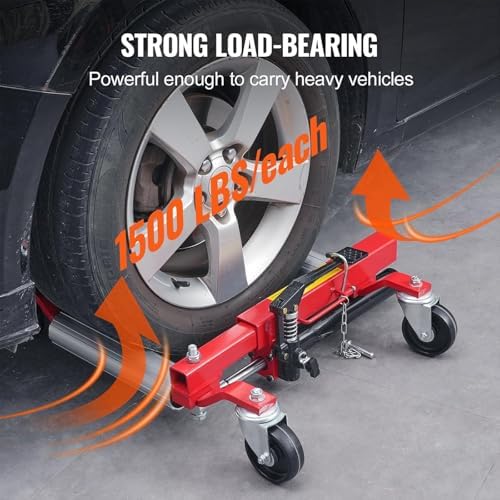 Hydraulic Wheel Dolly 1500lb Tire Lift Trolley for Vehicle Positioning - Ratchet Type for Cars, Trucks, RVs, and Trailers,2pcs