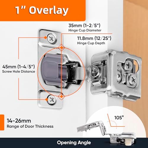 decobasics 10 pack soft close cabinet hinges – shown in use