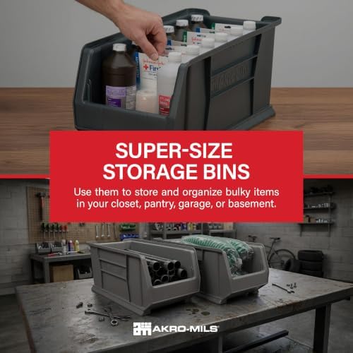 akro-mils 30287 super-size akrobins plastic storage bins, space-saving shown in use