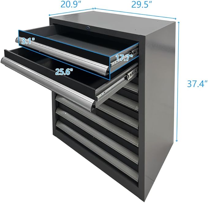 JZD Garage Tool Storage Cabinet System, Included Pegboard Back Panel, No Wall - Image 8