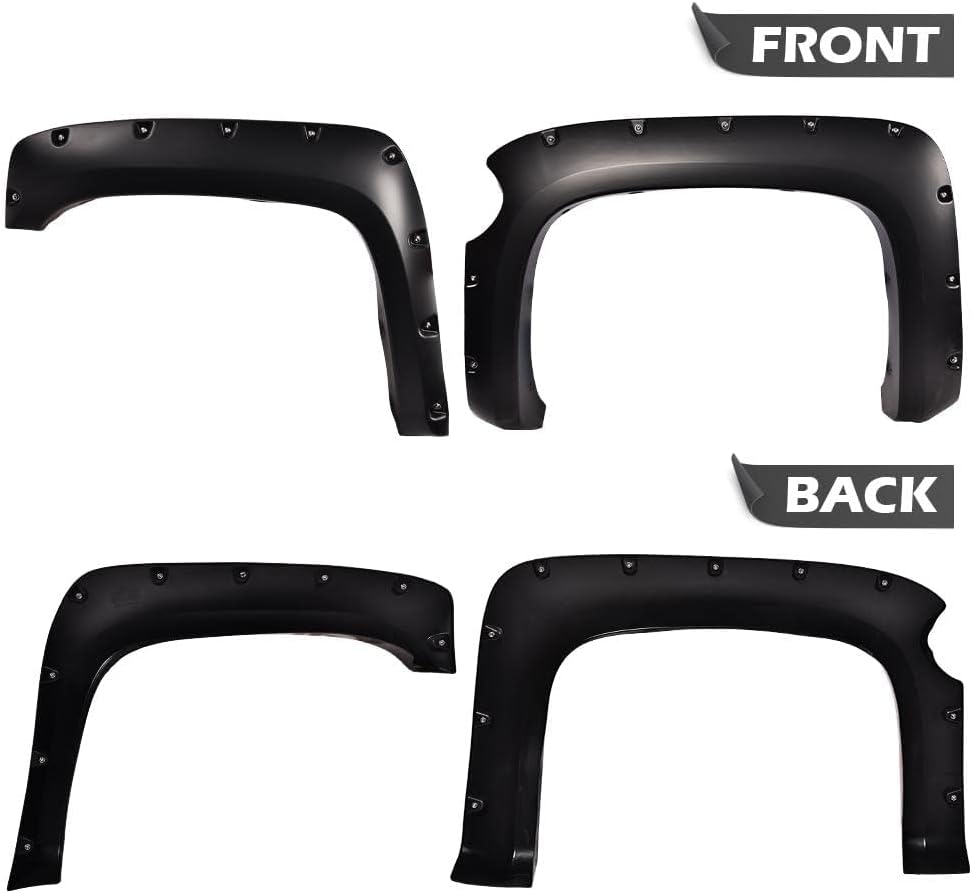 G-PLUS Upgrade Fender Flares Compatible with Chevy Silverado 1500 2007-2013 (For 69.3" Short Bed Crew Cab) Not Fit 07 Classic Models & GMC Sierra Wheel Cover Smooth Pocket Riveted 4 PCS