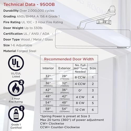 heavy duty commercial door closer, automatic self closing, front angle view
