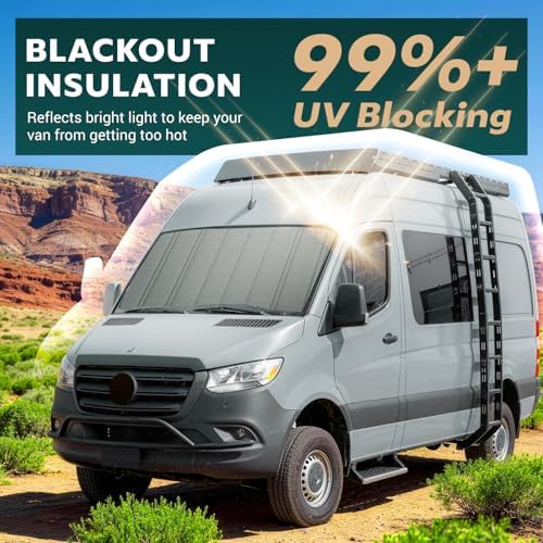 Extra-Thick Windshield Cover for Mercedes-Benz Sprinter 2007-2026 NCV3/VS30, Insulated Blackout Sunshade with XPE Foam & Thinsulate Cotton, Extended Edge Fit, AllSeasonGuard Pro