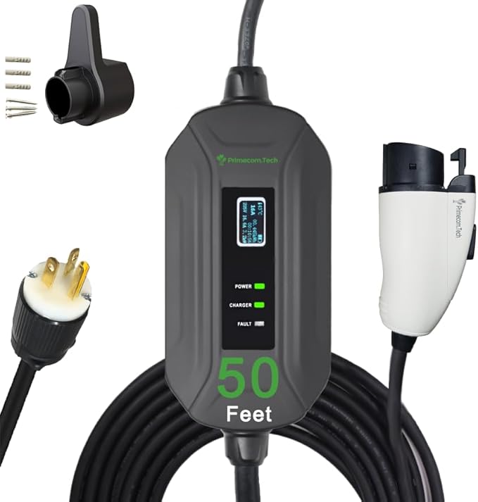 PRIMECOM Level 2 EV Charger 220/240V, 30ft & 50ft, Portable EVSE Electric by PRIMECOMTECH