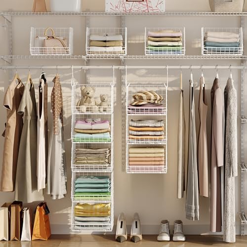 5 tier closet hanging organizer, clothes hanging shelves, main product view