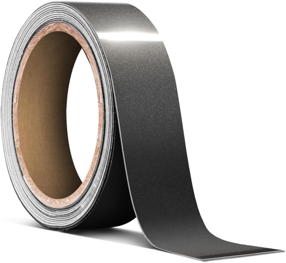 VViViD Ultra Gloss Metallic Charcoal Grey Air-Release Adhesive Vinyl Pinstripe Tape Roll (1 Inch x 20ft)