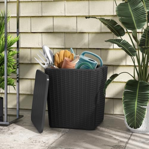 tangkula 11.5 gallon water-proof deck box with removable, view 9