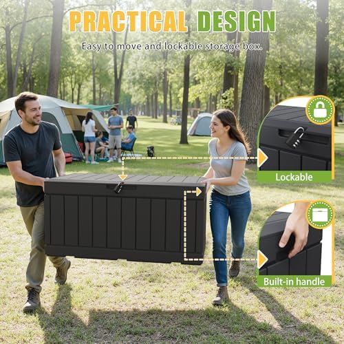 greesum outdoor storage box 82 gallon storage bin, side view