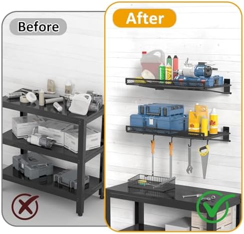 babkas 2 pack garage wall shelving,16.5" x 12.2", package contents