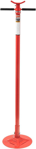 Sunex 6809A, Underhoist Support Stand, ¾ Ton Capacity, 12 Inch Diameter Base, Contoured Saddle, Bearing Mounted Spin Handle, Self-Locking ACME Threaded Screw, Supports Vehicle Components