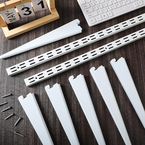 colingmill 8 pcs white twin rail upright wall on a desk or shelf