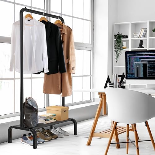 simple houseware 30" w narrow freestanding garment rack on a desk or shelf