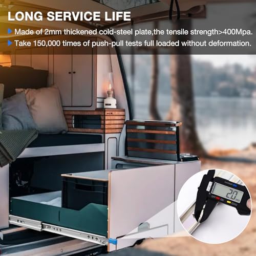 heavy duty locking drawer slides load 250 lbs, side view