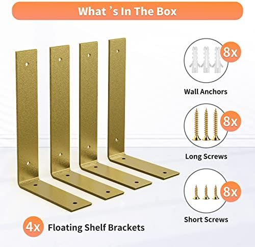 gold heavy duty shelf brackets 8 inch, extra, front angle view