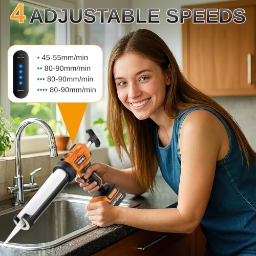 this hill cordless electric caulk gun, 10oz dripless, close-up detail