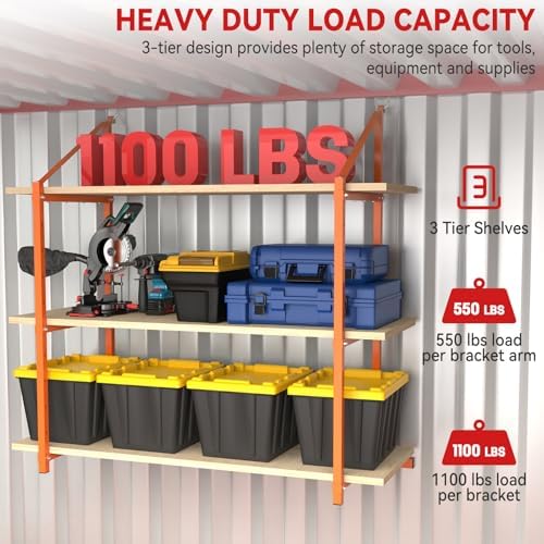 shipping container shelving bracket adjustable (4 pack, orange), close-up detail