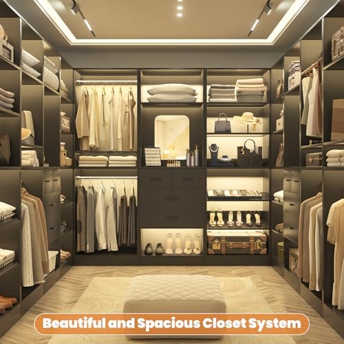 unikito 25" closet organizer system with hanging rods, side view