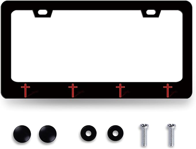 Jesus Cross License Plate Frame Red Christian Cross License Plate Holder Funny by MUAWUOIK