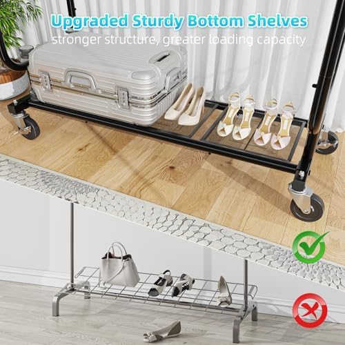 ekisemio heavy duty clothes rack, rolling clothing rack on a desk or shelf