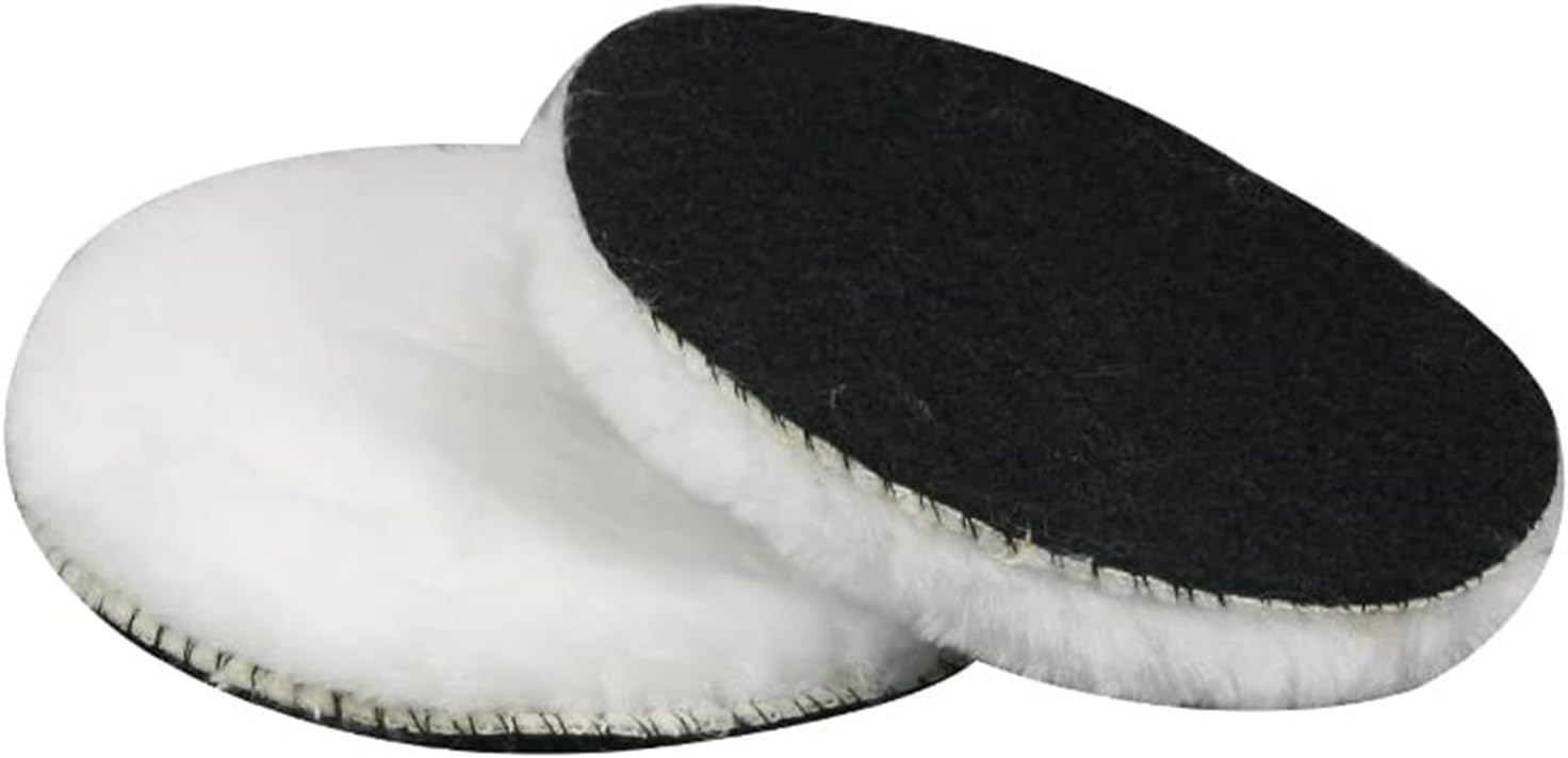 Swagwert 5 inches Wool Buffing Pads polishing Soft Sheepskin for Car, Furniture, Glass & More with Hook and Loop(Packs of 2)