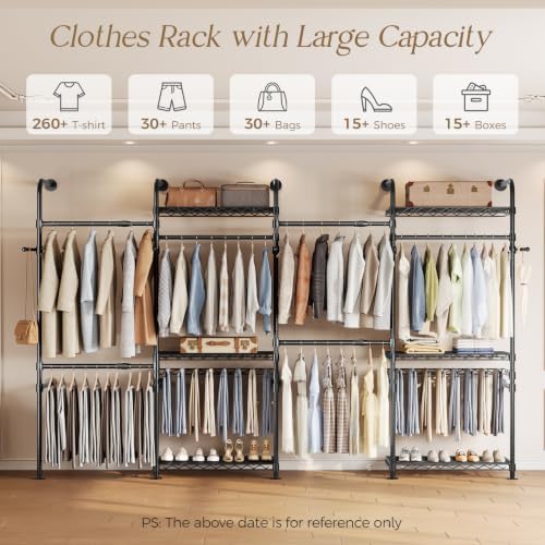 closet organizers wall mounted closet system, 4-row heavy, side view