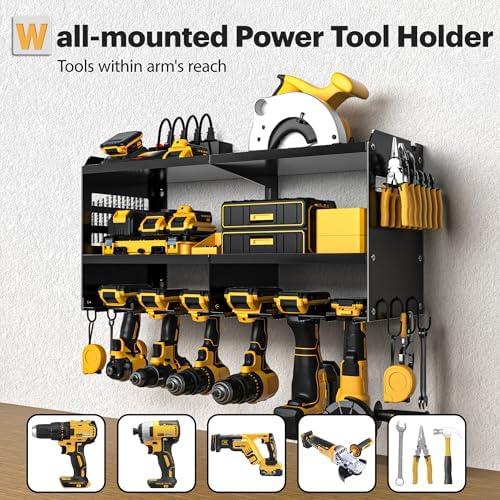 spampur power tool organizer wall mount with charging, close-up detail