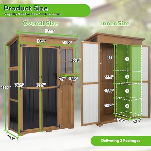 large outdoor storage cabinet waterproof with shelves, outside, side view