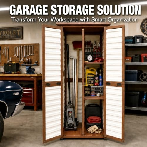 waterproof outdoor storage cabinet, 69" tall fir wood, close-up detail