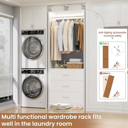 aheaplus 1.8ft closet system with drawers, 21.5’’ closet, close-up detail