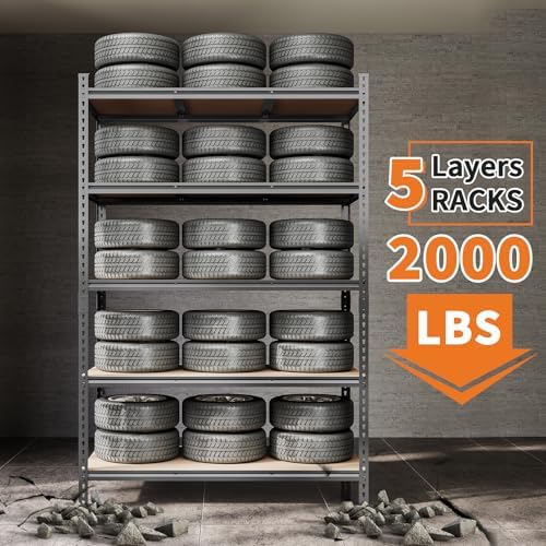 garvee storage shelves 5 tier garage shelving heavy, side view