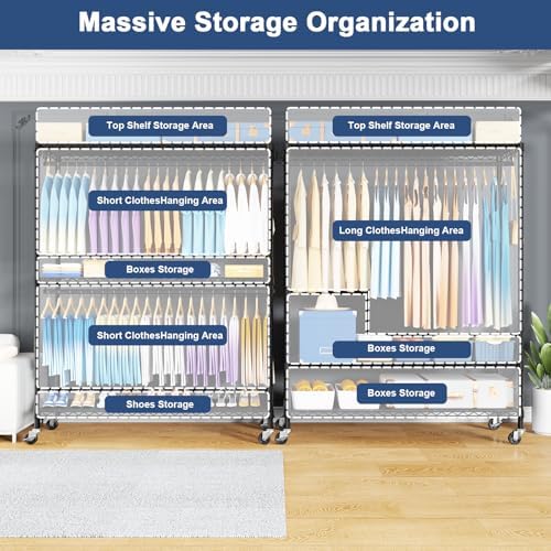 ulifhome p8c max heavy duty clothes rack（with extended, close-up detail