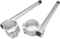 50mm Racing Clip On Handlebars CNC Aluminum Fit Ninja ZX6R ZX600 03-08 | Angle adjustable for low racing position. Grooved anti-slip clamp avoids slip under hard braking/cornering(Chrome)