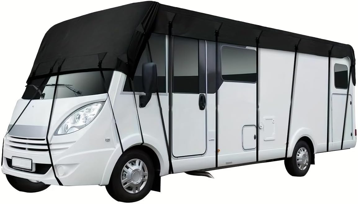 210D RV Roof Cover for Thor Motor Coach Chateau 28Z 2025,Camper Top Protection Weatherproof Travel Trailer Canopy Tarp Sun Snow Dust Guard,7.5 * 5m-18hooks