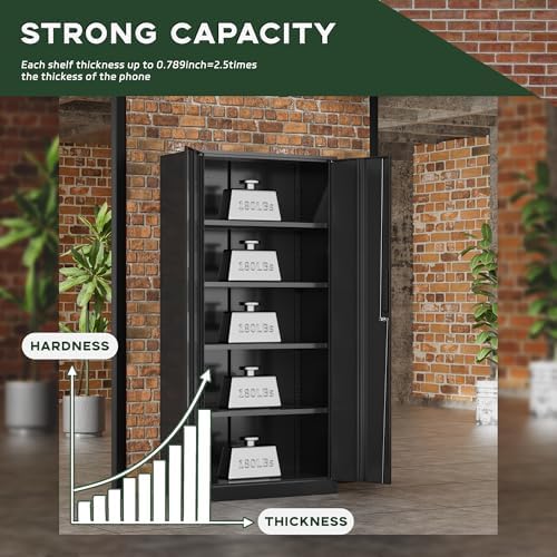 greenvelly metal cabinet, 72” black tool steel locking showing dimensions