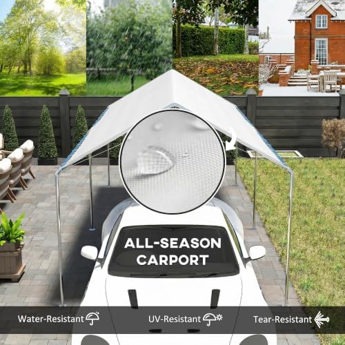 outsunny 9.6'x19.5' carport outdoor heavy duty galvanized car, close-up detail