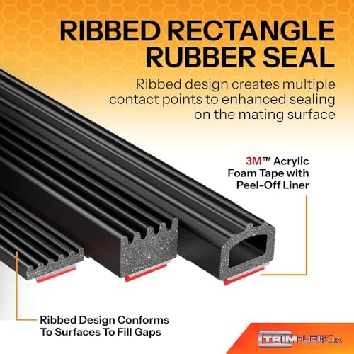 trim-lok ribbed rectangle rubber seal with 3m bonded shown in use