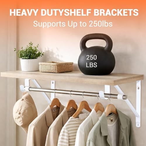 closet rod brackets 11x9.5in, 8 pack closet shelf, side view
