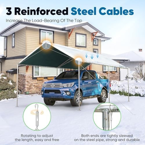 quictent 10x15 ft heavy duty car canopy galvanized on a desk or shelf