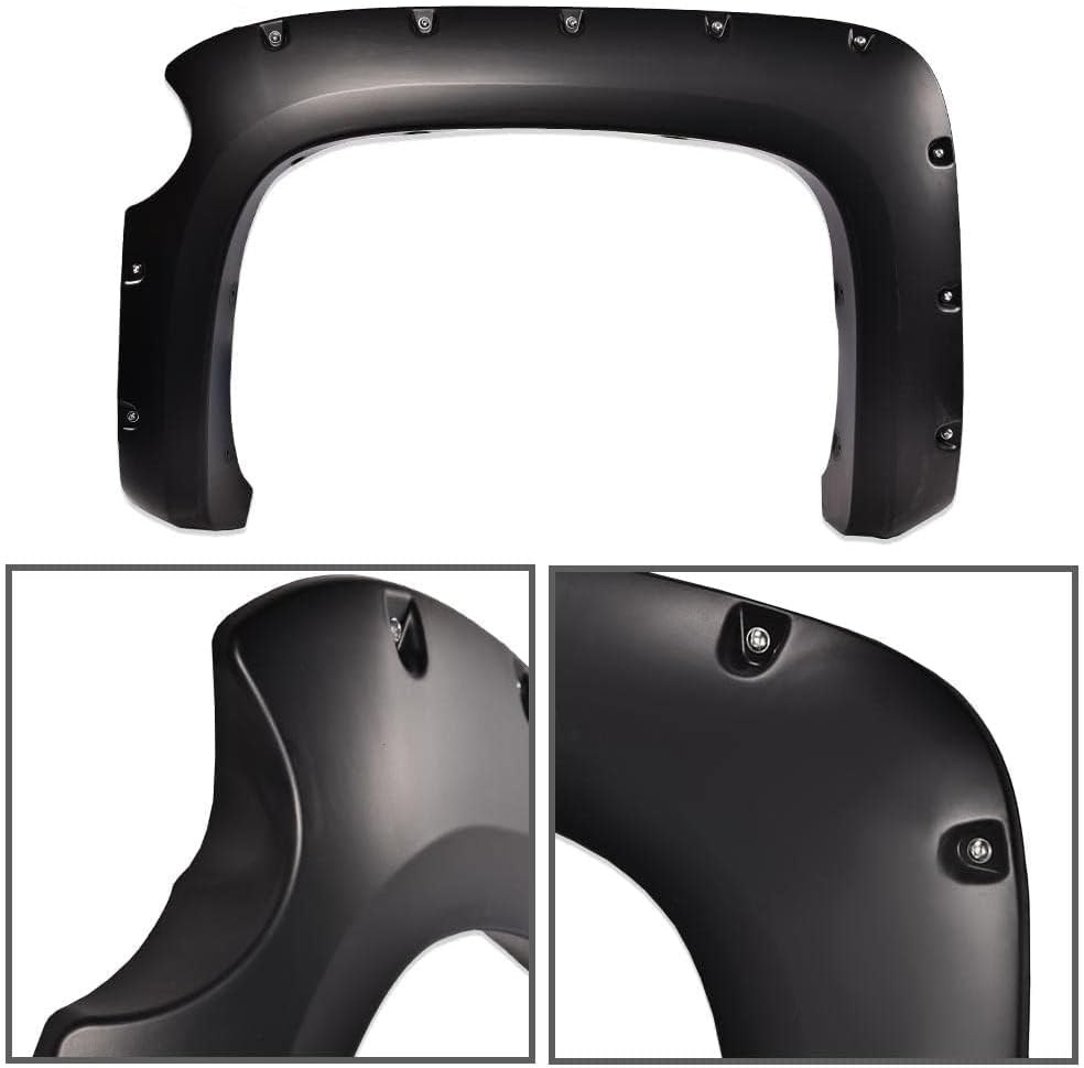 G-PLUS Upgrade Fender Flares Compatible with Chevy Silverado 1500 2007-2013 (For 69.3" Short Bed Crew Cab) Not Fit 07 Classic Models & GMC Sierra Wheel Cover Smooth Pocket Riveted 4 PCS