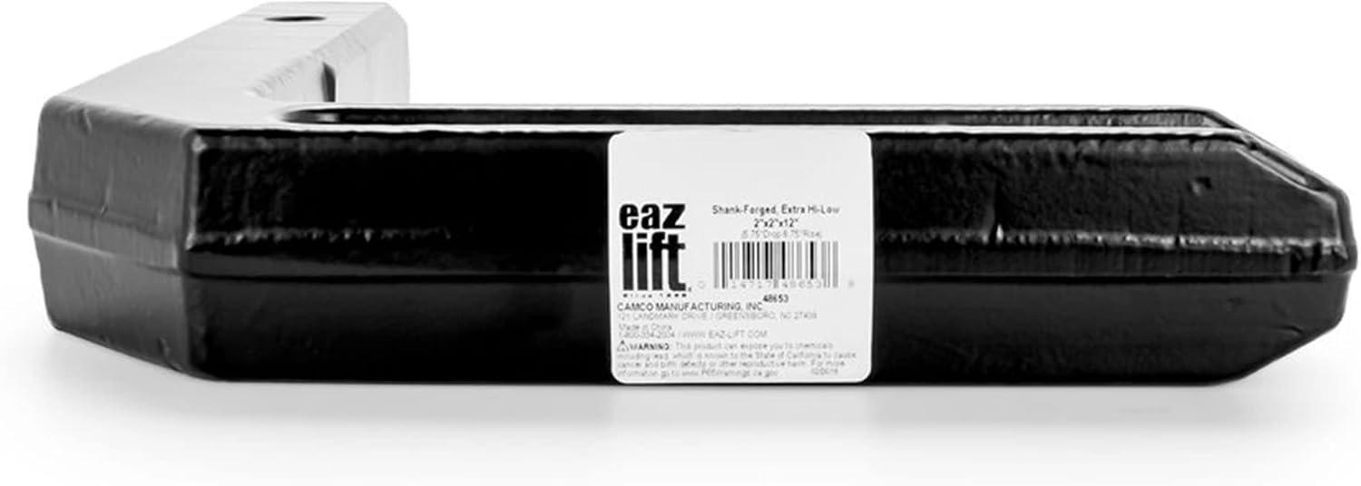 Eaz-Lift Heavy Duty Weight Distribution Forged Shank - Fits 2" x 2" Receiver |12" Length, 5 ¾" Drop, 8 ¾" Rise | 15,000 lb. Capacity | Durable Powder Coated Steel | Open Head Design - (48653)