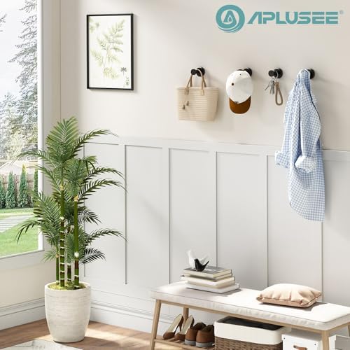 aplusee matte black towel hooks for bathroom storage shown in use