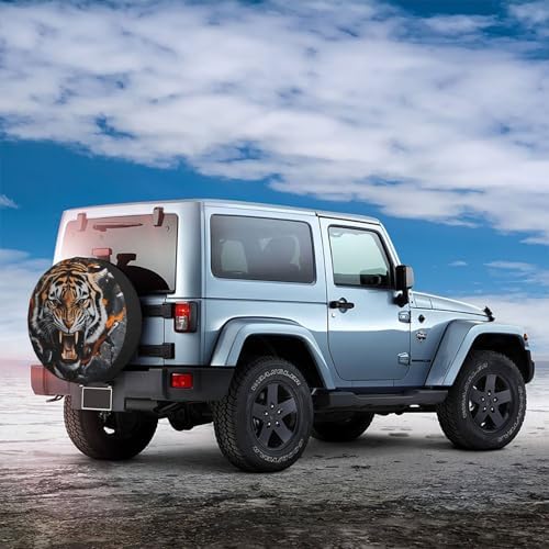Spare Tire Cover for RV Camper, Tiger Animal Tire Cover Protectors, Weatherproof Universal Wheel Cover for RV Travel Trailer Camper Truck 16in