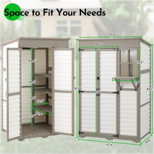 large outdoor storage cabinet with dual-zone shelves, garden, package contents