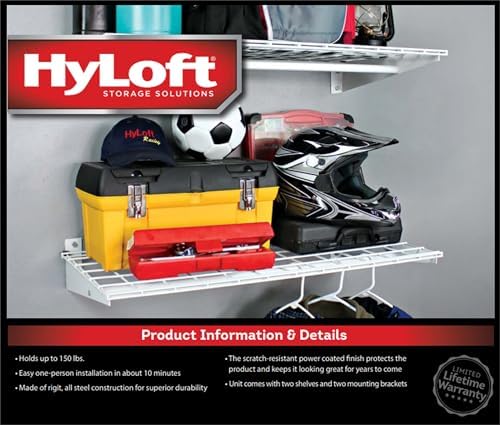 hyloft 2-pack heavy duty steel wall garage shelving showing dimensions